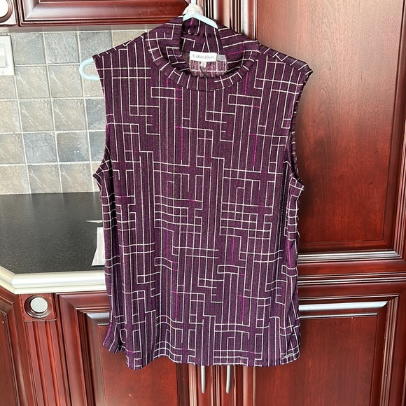 CALVIN KLEIN purple high neck sleeveless top size Large - Picture 2 of 8